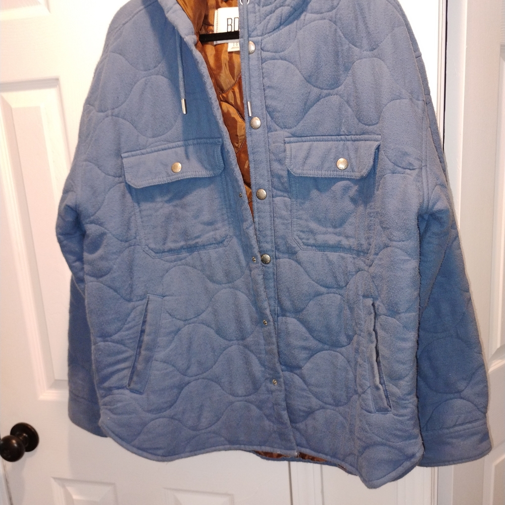 BDG Blue Quilted Shirt Jacket